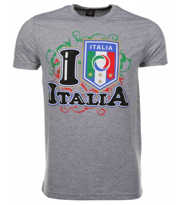 Mascherano T Shirt Herren - I Love Italia - Grau