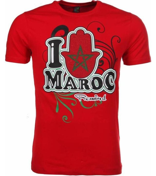 Mascherano T Shirt Herren - I Love Maroc - Rot