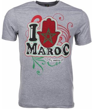 Mascherano T Shirt Herren - I Love Maroc - Grau