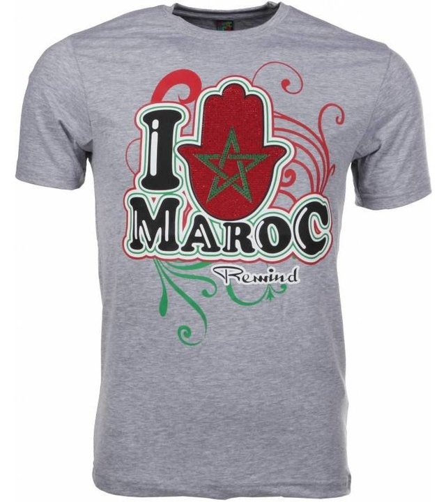 Mascherano T Shirt Herren - I Love Maroc - Grau