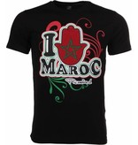 Mascherano T Shirt Herren - I Love Maroc - Schwarz