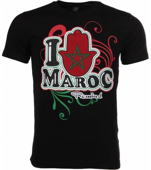 Mascherano T Shirt Herren - I Love Maroc - Schwarz