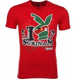 Mascherano T Shirt Herren - I Love Suriname - Rot