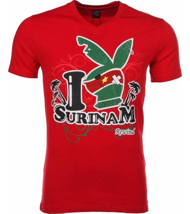 Mascherano T Shirt Herren - I Love Suriname - Rot