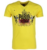 Mascherano T Shirt Herren - Pablo Escobar Crime Boss - Gelb