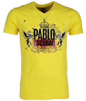 Mascherano T Shirt Herren - Pablo Escobar Crime Boss - Gelb