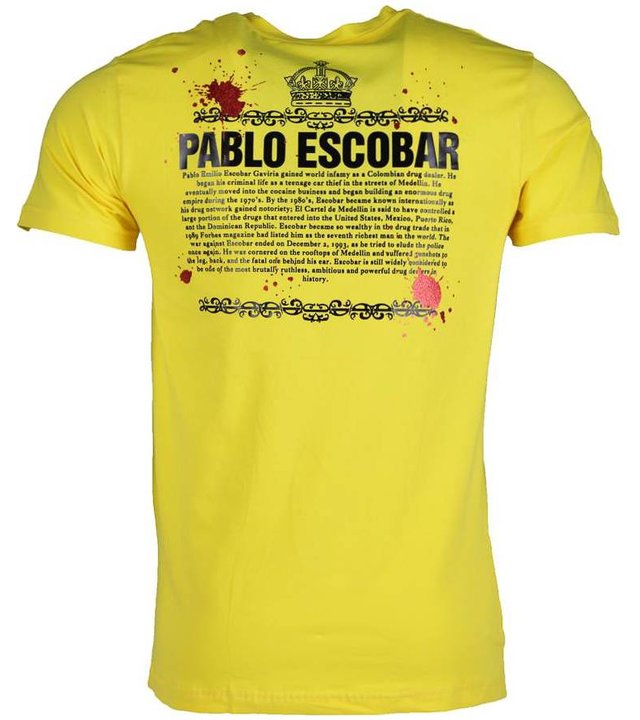 Mascherano T Shirt Herren - Pablo Escobar Crime Boss - Gelb