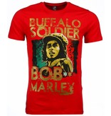 Mascherano T Shirt Herren - Bob Marley Buffalo Soldier Print - Rot