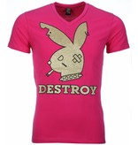 Mascherano T Shirt Herren - Destroy Print - Rosa