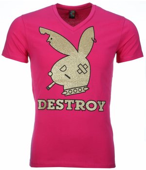 Mascherano T Shirt Herren - Destroy Print - Rosa