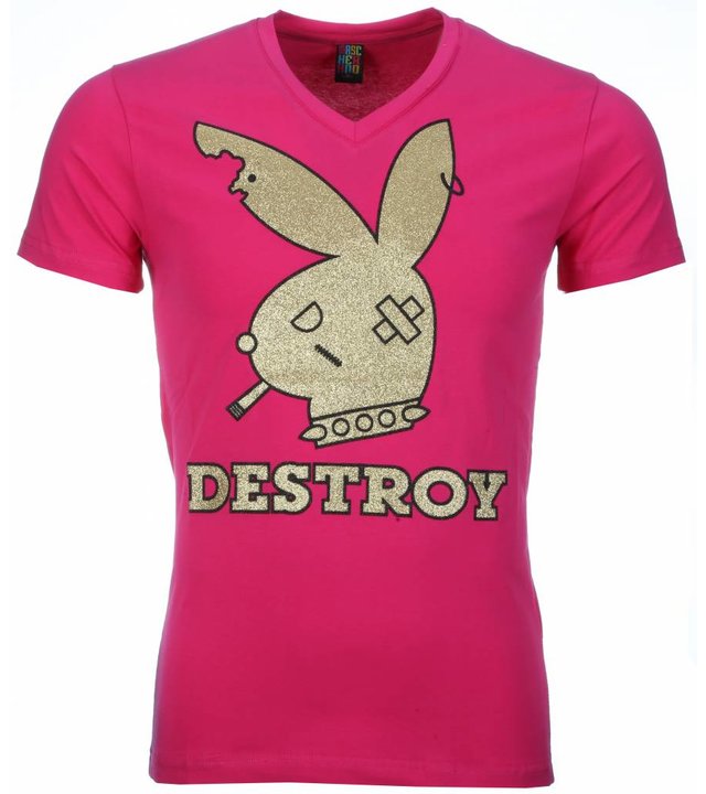 Mascherano T Shirt Herren - Destroy Print - Rosa