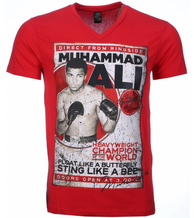 Mascherano T Shirt Herren - Muhammad Ali Print - Rot