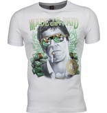 Mascherano T Shirt Herren - Scarface Made To Get Paid Print - Weiß