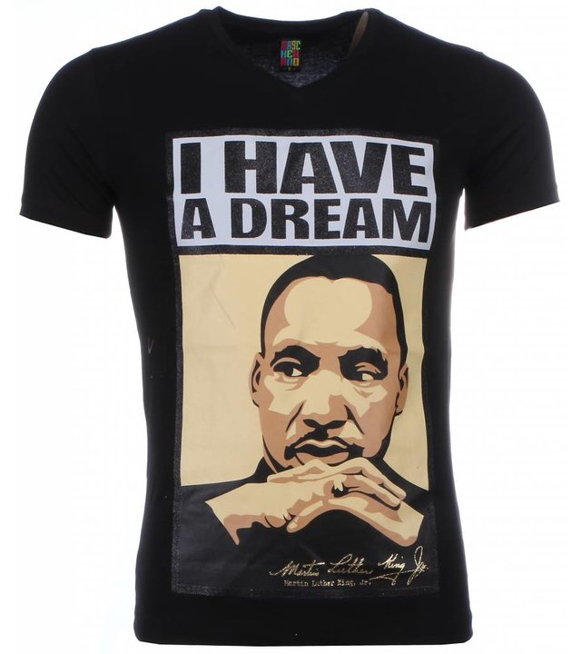 Mascherano T Shirt Herren - Martin Luther King I Have A Dream Print - Schwarz