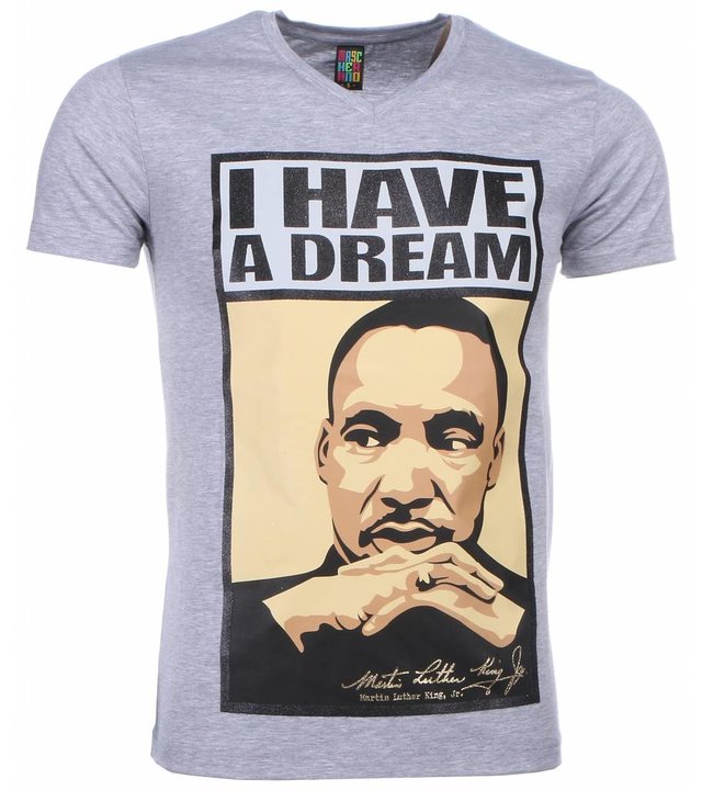 Mascherano T Shirt Herren - Martin Luther King I Have A Dream Print - Grau
