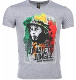 Mascherano T Shirt Herren - Bob Marley Concrete Jungle Print - Grau