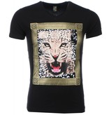 Mascherano T Shirt Herren - Tiger Druck-  Schwarz Mascherano T Shirt Herren - Tiger Druck-  Schwarz