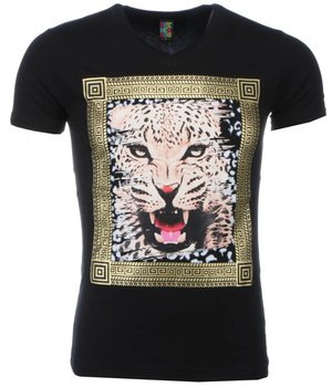 Mascherano T Shirt Herren - Tiger Druck-  Schwarz