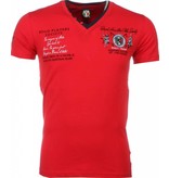 David Mello Italienische T Shirt Herren - Stickerei Polo Players - Rot