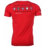 David Mello Italienische T Shirt Herren - Stickerei Polo Players - Rot