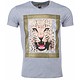 T Shirt Herren  - Tiger Print - Grau