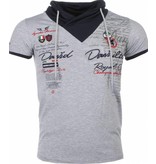 David Mello Italienische T Shirt Herren - Schalkragen - Royal Club - Grau