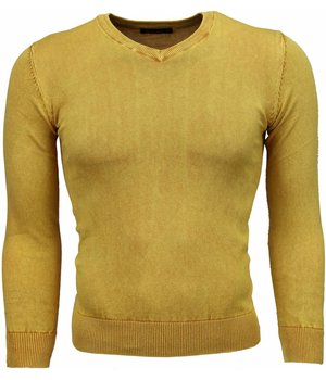 Brother-F Casual Pullover- Exclusive Blanco V-Hals - Gelb