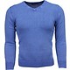 Casual Pullover- Exclusive Blanco V-Hals - Blau