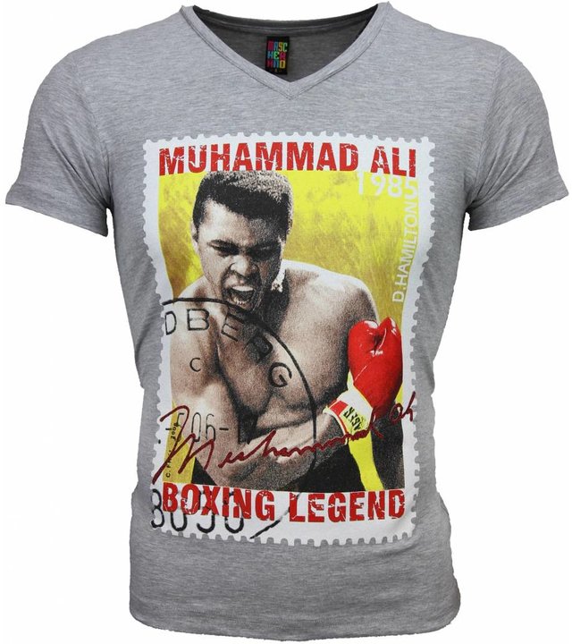 Mascherano T Shirt Herren - Muhammad Ali Siegel Print - Grau