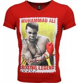 Mascherano T Shirt Herren - Muhammad Ali Siegel Print - Rot