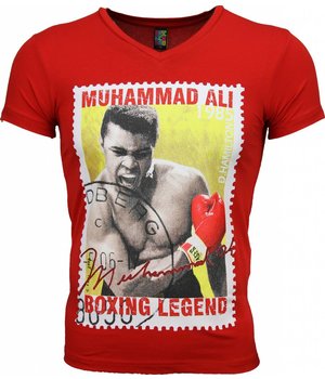 Mascherano T Shirt Herren - Muhammad Ali Siegel Print - Rot