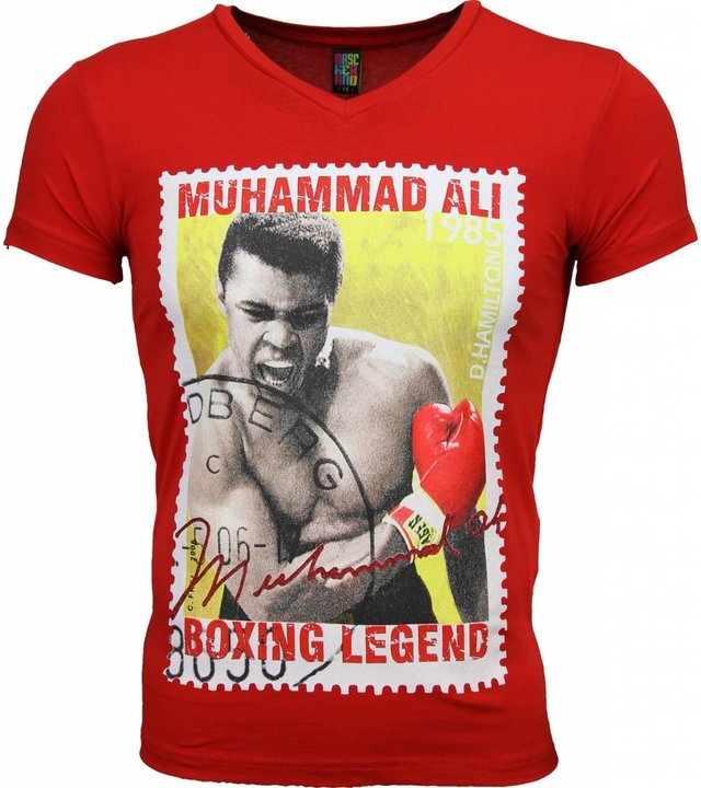 Mascherano T Shirt Herren - Muhammad Ali Siegel Print - Rot