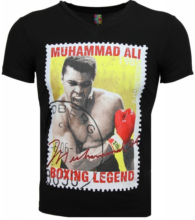 Mascherano T Shirt Herren - Muhammad Ali Siegel Print - Schwarz