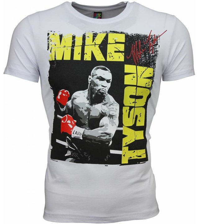 Mascherano T Shirt Herren - Mike Tyson Glänzend Print - Weiß