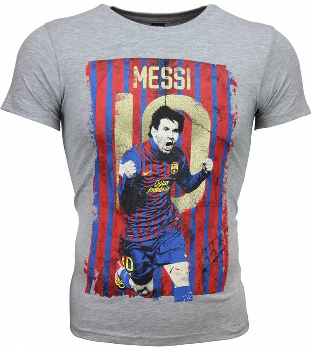 Mascherano T Shirt Herren - Messi 10 Print - Grau