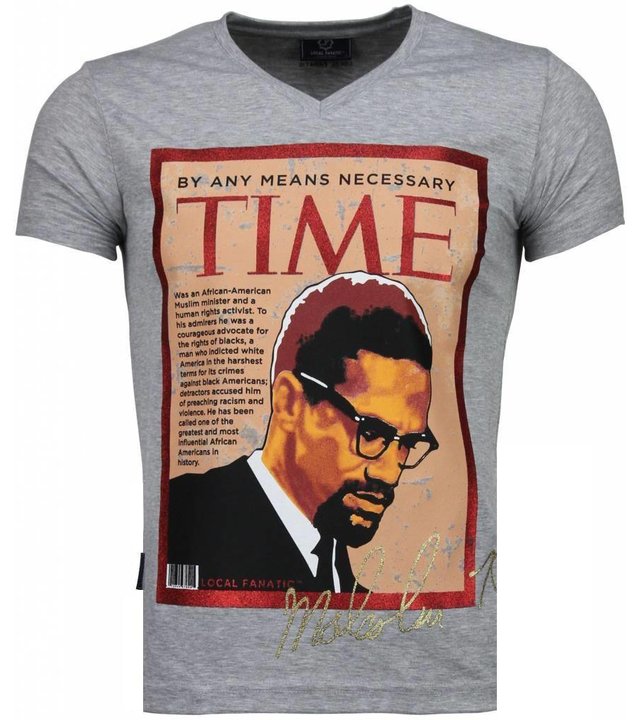 Local Fanatic Malcolm X - T Shirt Herren - Grau