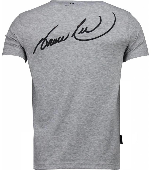 Local Fanatic Bruce Lee Ying Yang - T Shirt Herren- Grau