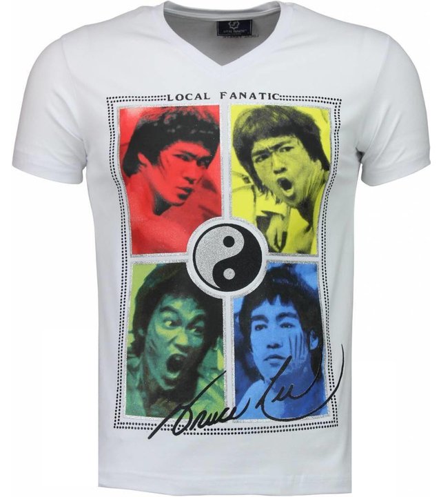 Local Fanatic Bruce Lee Ying Yang - T Shirt Herren - Weiß