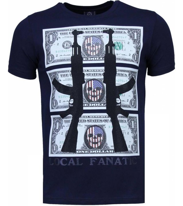 Local Fanatic AK-47 Dollar - Strass T Shirt Herren - Marine Blau