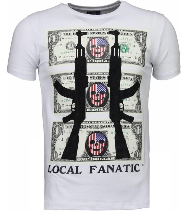 Local Fanatic AK-47 Dollar - Strass T Shirt Herren - Weiß