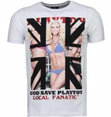 Local Fanatic God Save Playtoy - Strass T Shirt Herren - Weiß