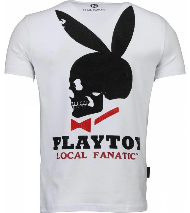 Local Fanatic God Save Playtoy - Strass T Shirt Herren - Weiß