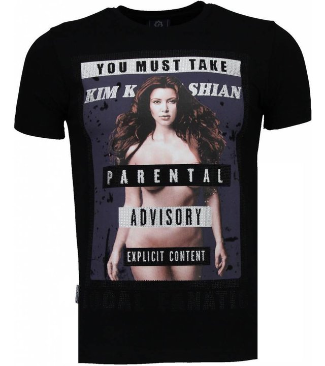 Local Fanatic Kim Kardashian - Strass T Shirt Herren - Schwarz