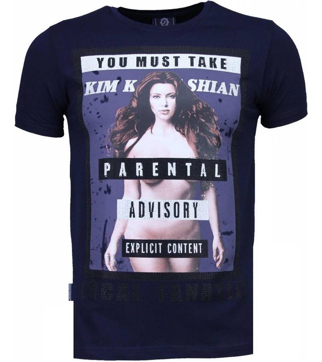 Local Fanatic Kim Kardashian - Strass T Shirt Herren - Marine Blau