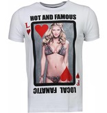 Local Fanatic Hot & Famous Poker - Bar Refaeli Strass T Shirt Herren - Weiß