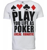 Local Fanatic Hot & Famous Poker - Bar Refaeli Strass T Shirt Herren - Weiß