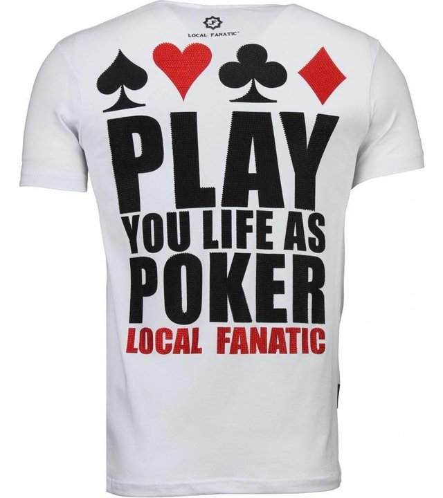 Local Fanatic Hot & Famous Poker - Bar Refaeli Strass T Shirt Herren - Weiß