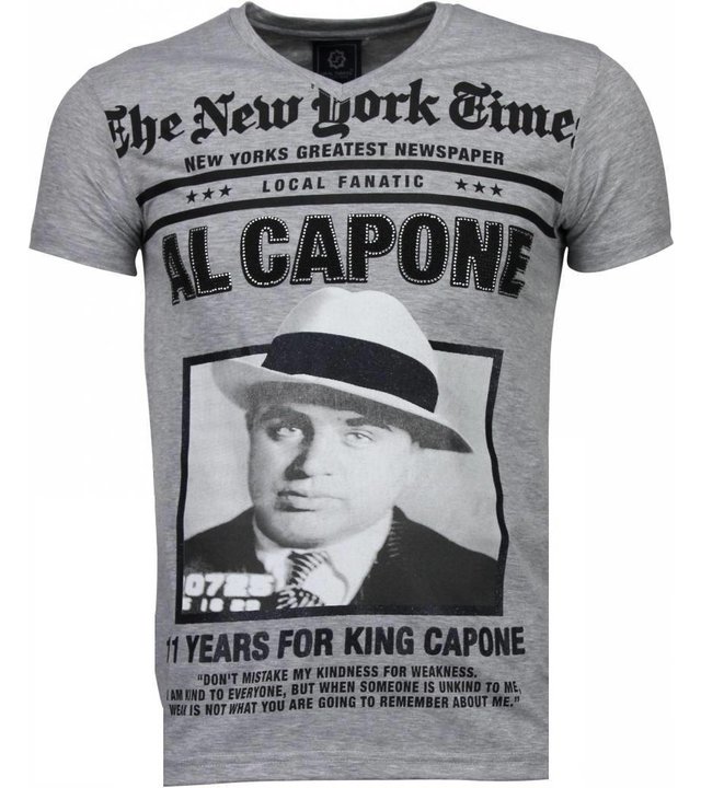 Local Fanatic Al Capone - Strass T Shirt Herren - Grau