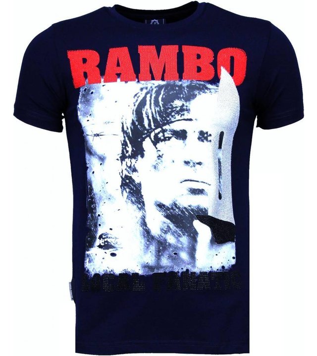 Local Fanatic Rambo - Strass T Shirt Herren - Marine Blau