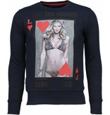 Local Fanatic Hot & Famous Poker - Bar Refaeli - Strass Sweatshirt - Marine